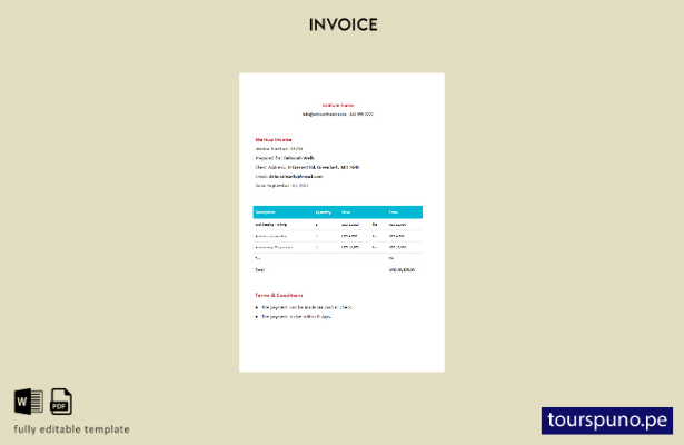 lista para imprimir plantilla de factura de inicio gratuita